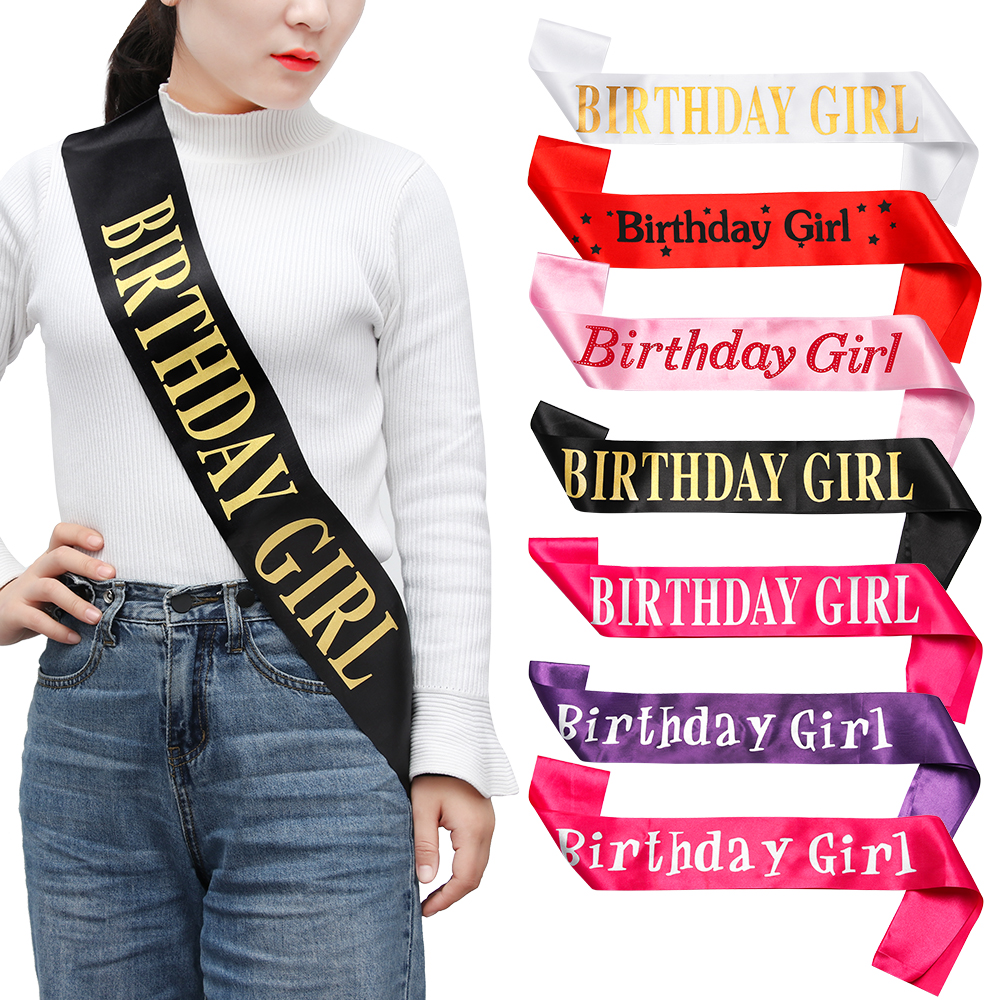 SFAJAI Fashion Gifts Glitter Party Decoration Satin Sash Shoulder Girdle Birthday Girl Ribbons