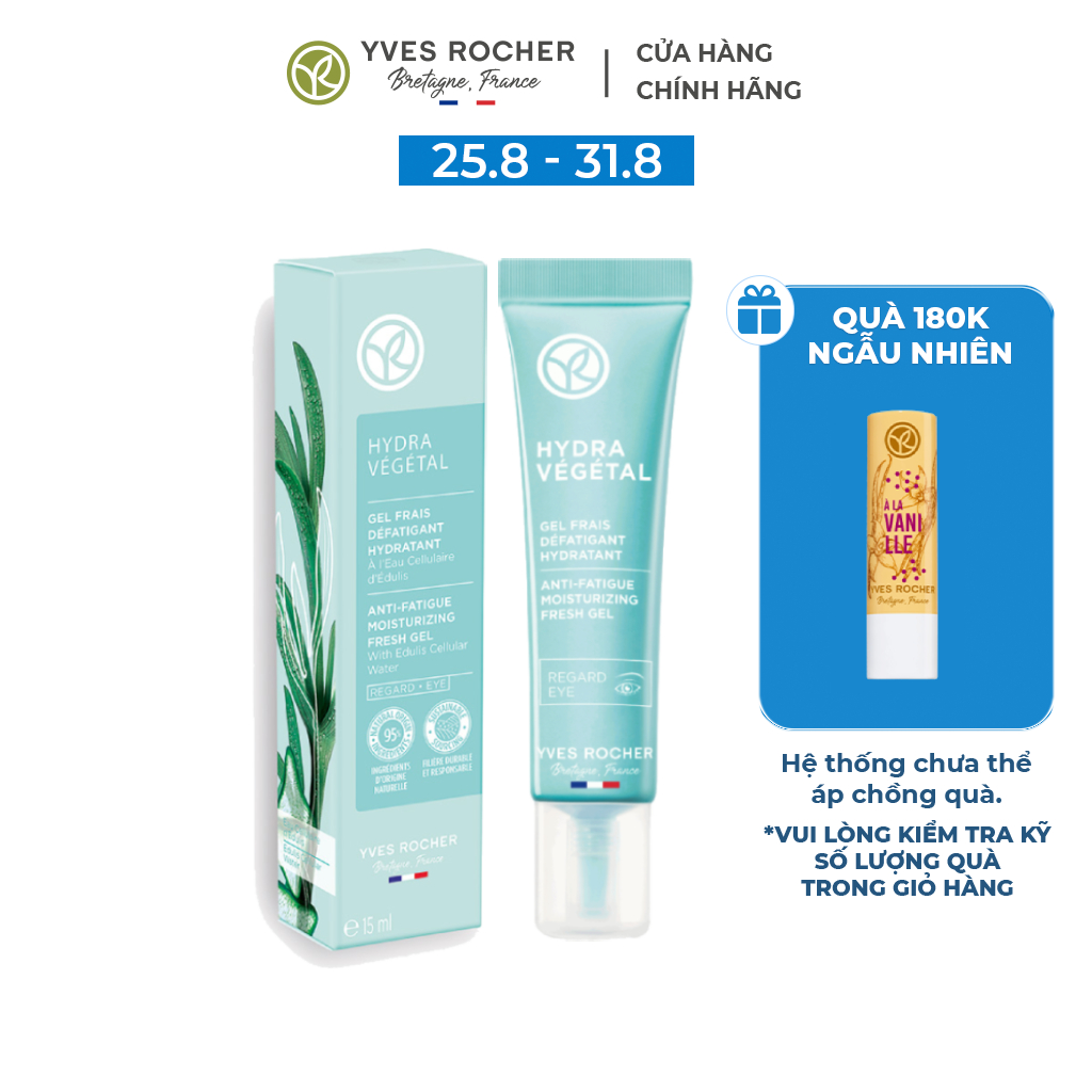 Kem mắt dưỡng ẩm yves rocher làm sáng và giảm bọng mắt hydra vegetal - tuýp 15ml