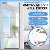 HD Mirror Wall Full Body Dress Mirror Square Household Self-adhesive Wall Mirror Diy Square Can Be Bent Acrylic Full Body Fitting Mirror / Mirror Whole Body Wall Living Room Bathroom Home Decore Juxutt