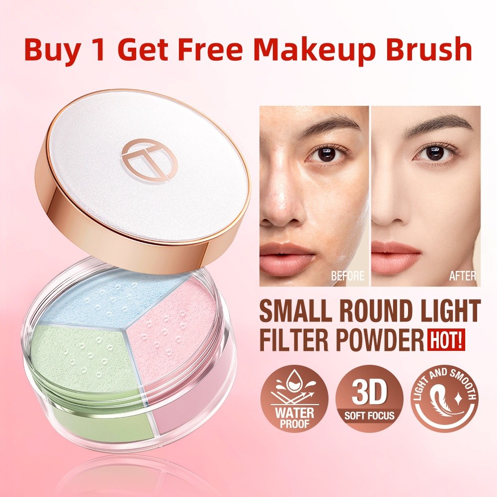 【Free Makeup Brush】O.TWO.O 3-color Oil Control Matte Face Setting Powder Long Lasting Waterproof Flawless Setting Powder Face Makeup