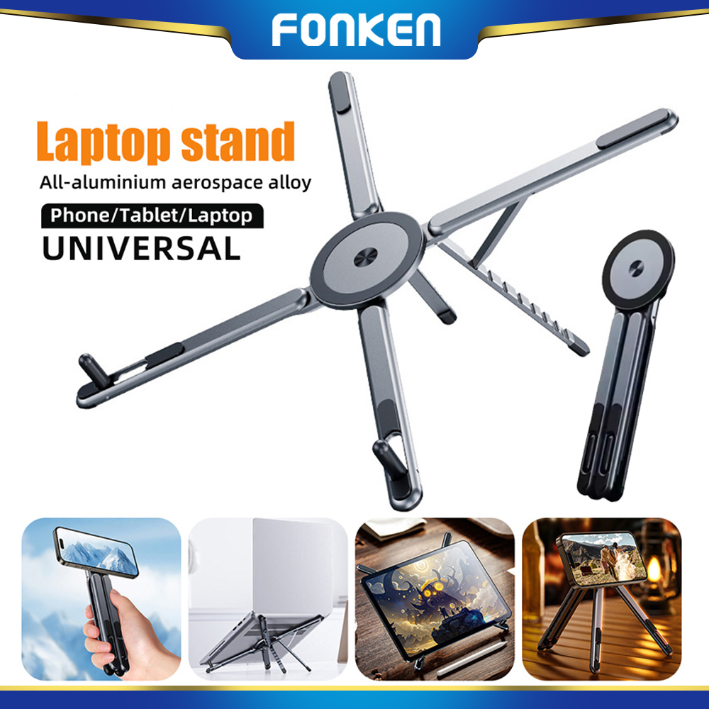Fonken đa chức năng từ đế máy tính xách tay nhôm cầm tay tự dính chân máy ảnh có thể gập lại bàn đứng giá để điện thoại