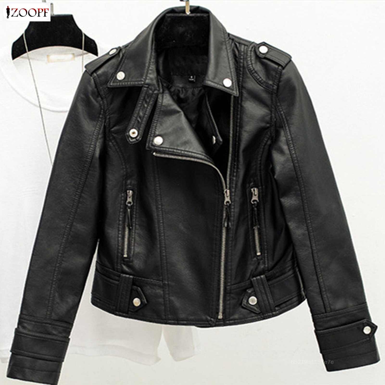 ZOOPF Female's Biker Lapel Jacket Waterproof Leather Jacket Cool For Perfect For Casual Or Formal Wear ZF-MY