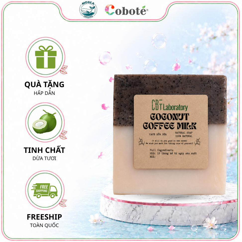 Xà phòng thảo mộc cà phê sữa dừa hỗ trợ làm sạch và dưỡng ẩm da 120g
