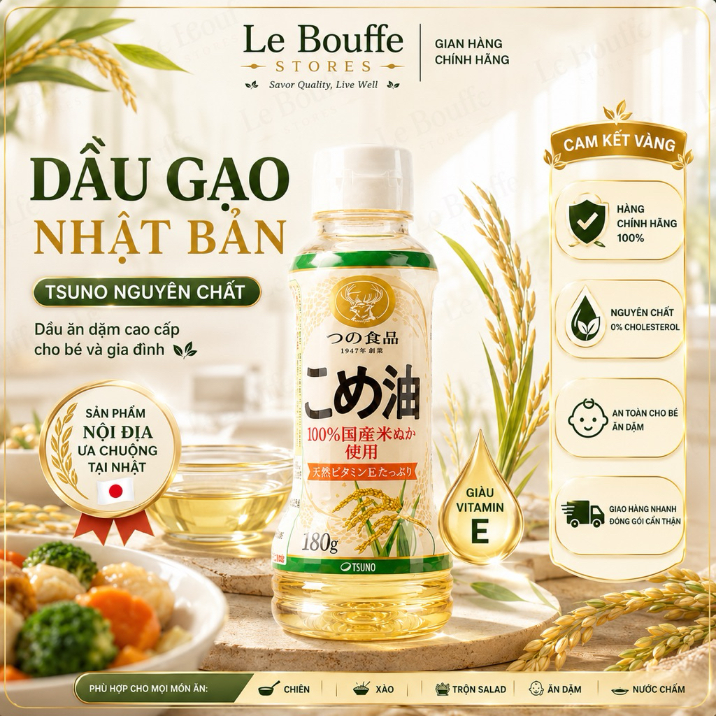 Dầu Gạo Nhật Bản Tsuno Nguyên Chất 180g - Dầu Ăn Dặm Cao Cấp Cho Bé Và Gia Đình