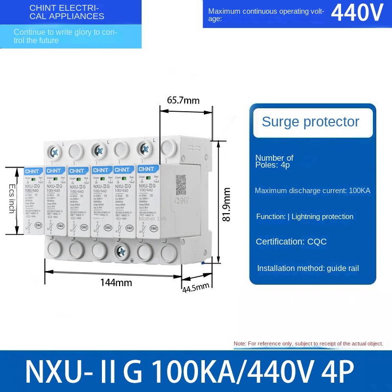 Bộ Bảo Vệ Sét NXU-ⅡG 100kA/440V 4P Chống Sóng Điện CHINT NXU Ⅱ/NXU-Ⅰ+Ⅱ 20-100kA, 2P/3P/4P