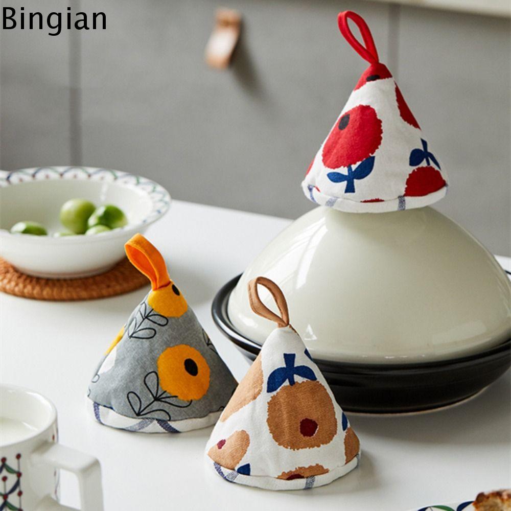 BINGIAN Cách nhiệt Mũ tam giác nồi chống bỏng Bọc vải Dày hơn Giá đỡ nồi Nắp nồi Bông Tay cầm nồi Nhà bếp