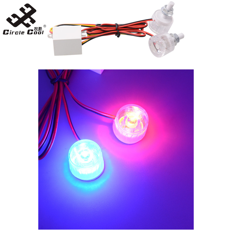 Vòng Tròn xe đẹp đèn LED chạy ban ngày 12V-85V xe máy xe ô tô điện đèn nhấp nháy màu đỏ màu xanh kép Đèn phanh