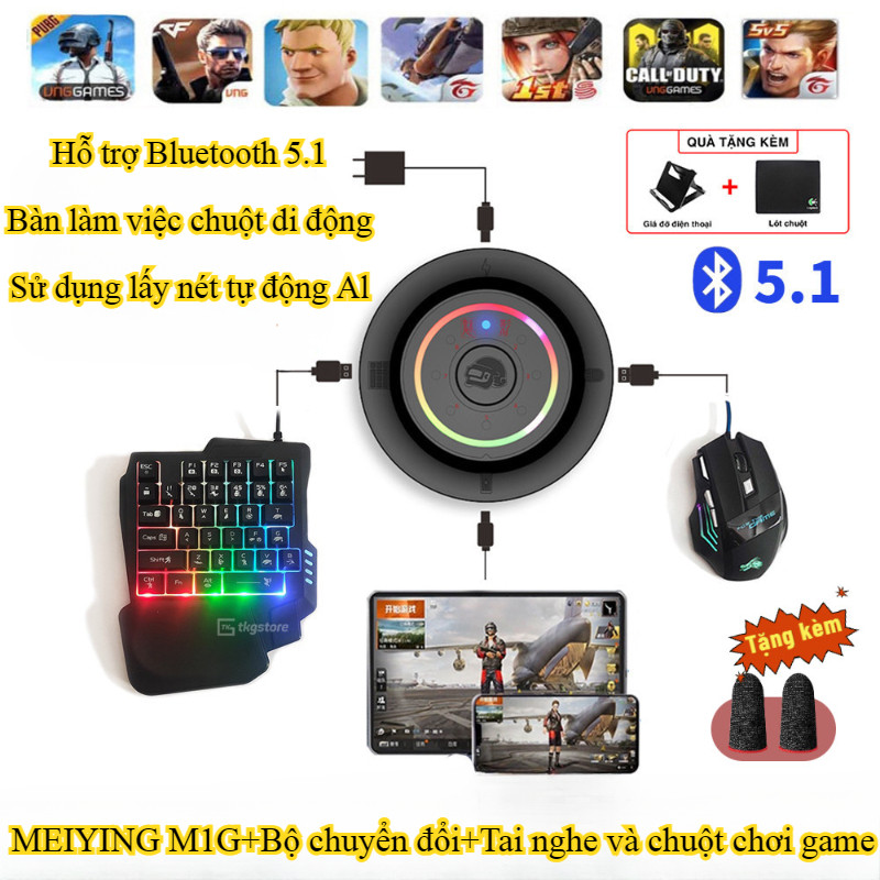  Combo Bộ Chuyển Đổi Meiying M3 M16 Ultimate Bàn Phím Chuột Chơi Trên Điện Thoại - Hỗ Trợ PUBG Free Fire Bluetooth 5.1 