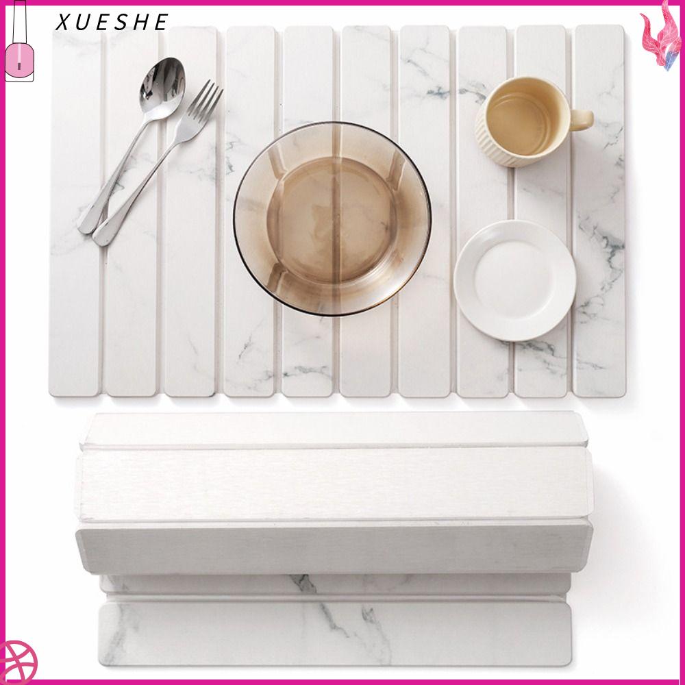 XUESHE Không trượt Tấm thảm phơi bát đá Có thể gập lại Có thể tái sử dụng Tấm lót sấy đá 4030cm Tấm lót thoát nước cho bát đĩa Nhà bếp gia đình