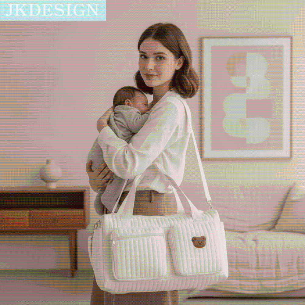 JKDESIGN ความจุขนาดใหญ่ ที่จัดเก็บผ้าอ้อม กระเป๋าหลายช่อง ผ้าฝ้ายควิลท์ กระเป๋าคุณแม่ กระเป๋าปักลาย ซักล้างได้ กระเป๋าเดินทาง การเดินทางประจำวัน ราคา 490 บาท*ส่งฟรี