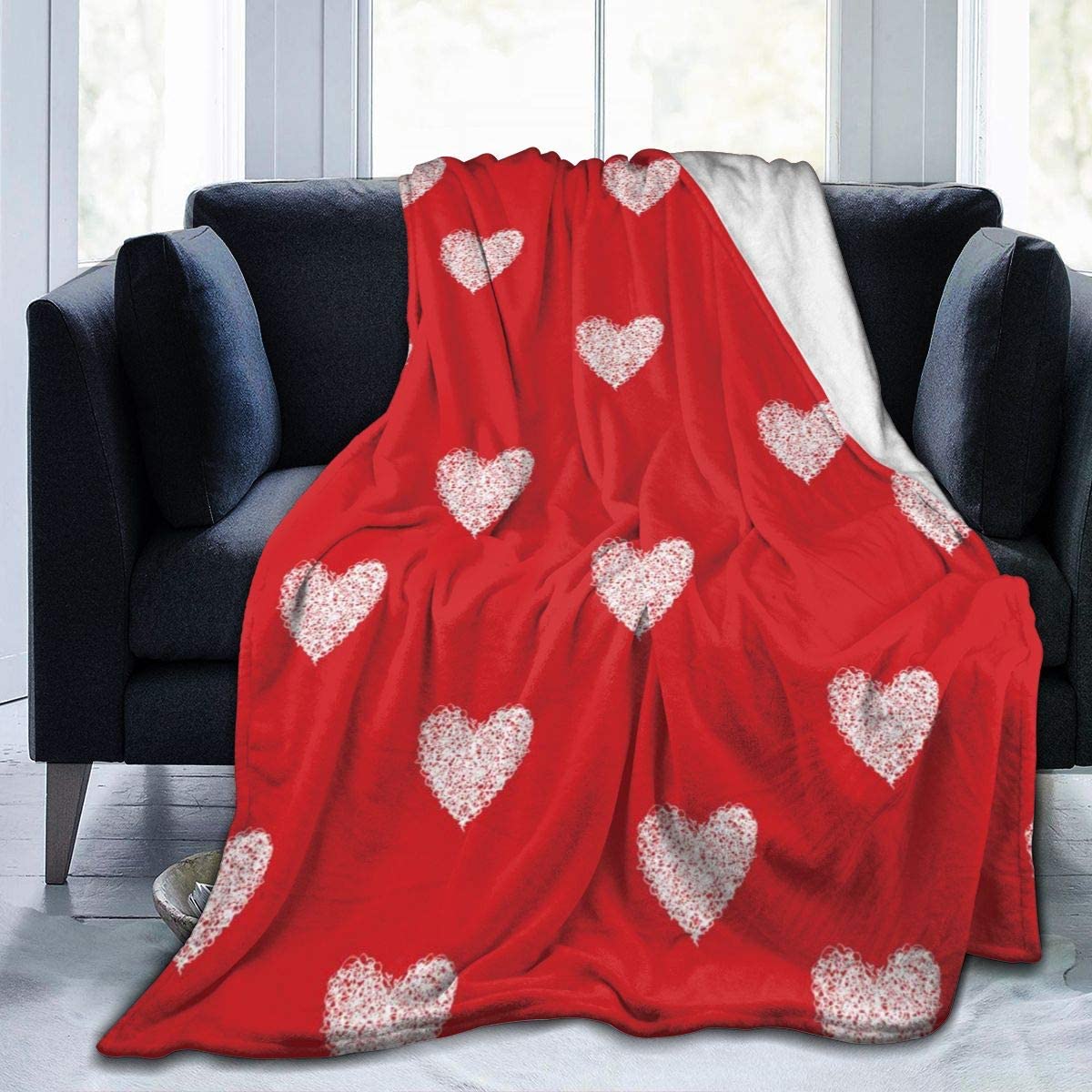 Happy Valentine Day Heart Red Soft Throw Blanket Lightweight Warm Flannel Fleece for Couch Bed Sofa Travel Camping O.Y.A ราคา 759 บาท*ส่งฟรี