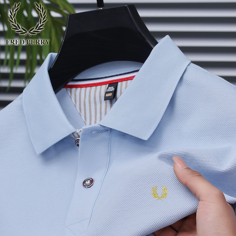 Fred Perry nhập khẩu chính hãng lúa mì mùa hè ngắn tay T-Shirt cotton ve áo nam cao cấp kinh doanh trơn đơn giản áo polo màu