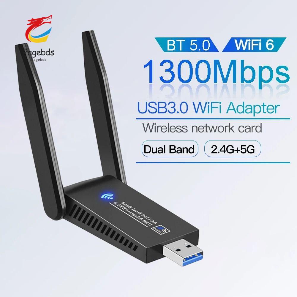MIIQNUS Băng tần kép Bộ chuyển đổi USB WiFi 2 Thiết kế ăng-ten 2.4G/5Ghz Thiết bị WiFi 1300Mbps Thiết bị mạng Giao diện USB3.0 Thẻ mạng không dây Dành cho máy tính/PC/máy tính bảng Giá 311,000 Đồng*Miễn phí vận chuyển