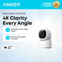 Anker eufy Indoor Cam E30 4K UHD Security Camera Pet/Dog/Baby Camera with Phone app Color Night Vision Human/Pet Auto Tracking 360 Pan-Tilt Works with Homekit,White T8417