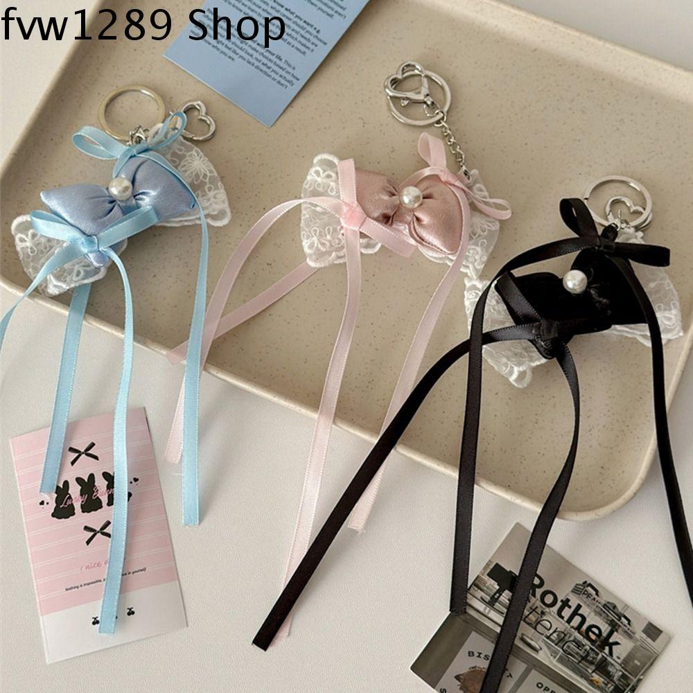 FVW1289 Hoạt hình Móc chìa khóa nơ ruy băng dây chuyền túi Mềm Móc khóa balletcore Dễ thương Nhồi bông dây chuyền điện thoại Trang trí ba lô