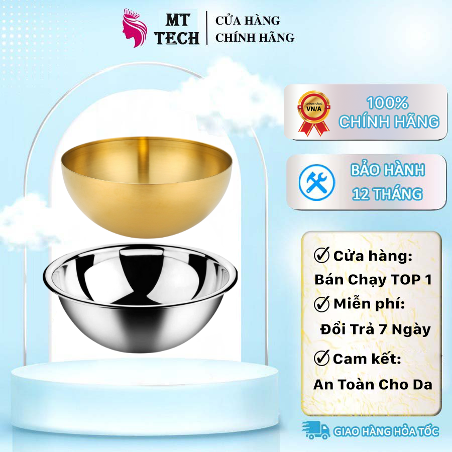 Bát inox 304 mạ vàng chén inox 22cm dùng rửa mặt trong spa thẩm mỹ viện