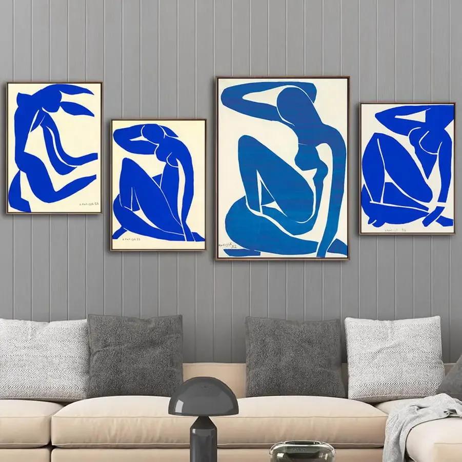 Tranh Tường Trừu Tượng Nữ Xanh Thanh Lịch - In Canvas HD Phụ Nữ Gợi Cảm Trang Trí Phòng Khách & Phòng Ngủ, Poster Trang Trí Nhà Cổ Điển 1005