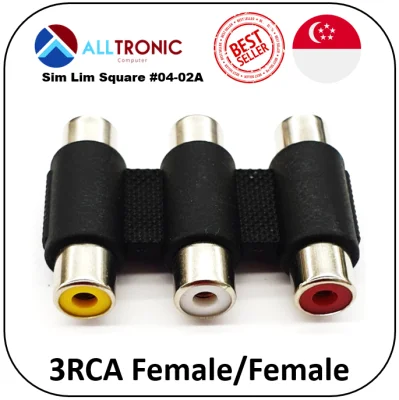 Audio Video Connector AV Coupler Adapter 3 RCA Female to 3 RCA Female