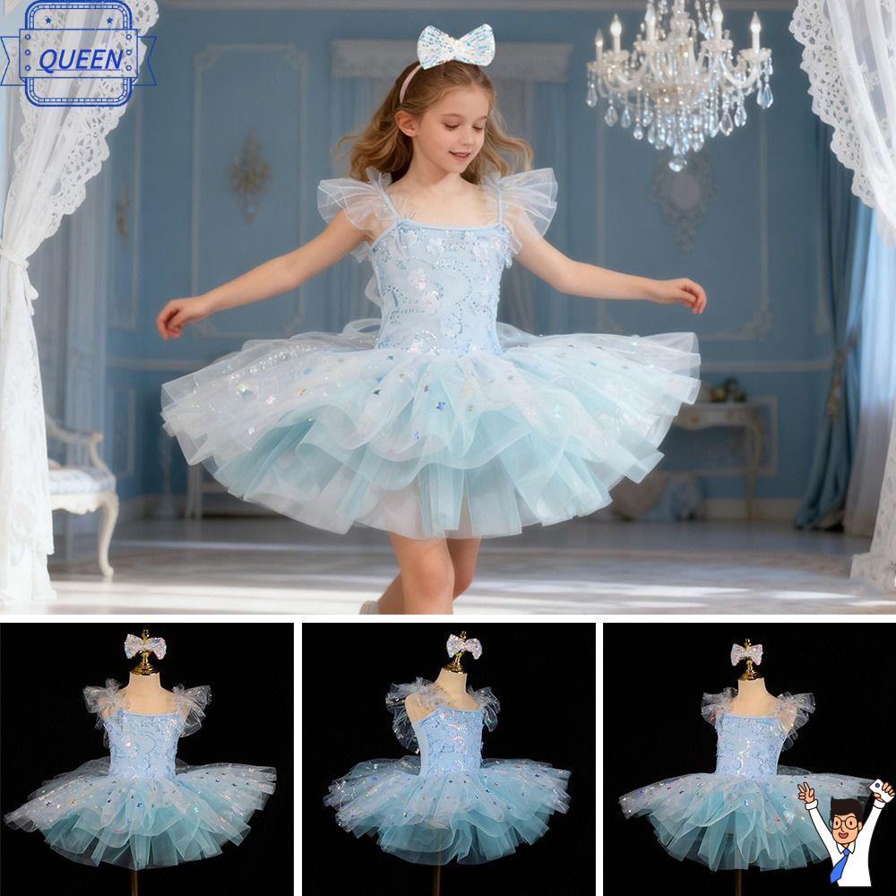 QUEEN Đầm sequin Váy ballet cho trẻ em Hiện đại Hoa Quần áo biểu diễn Thời trang Phồng Váy tutu ballet Bé gái