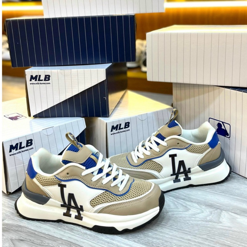 Giày thể thao mlb chunky runner la dodgers, giày mlb chunky runner la nâu sữa bản cao cấp