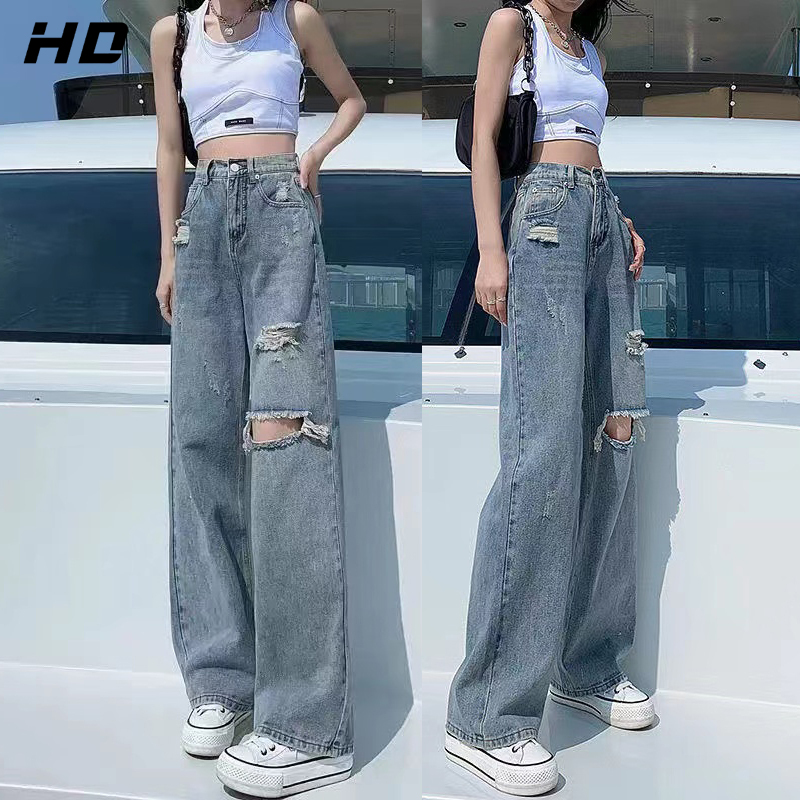 Hàng MỚI Về - Freeship quần jean nữ lưng cao chân rộng quần tây ống suông