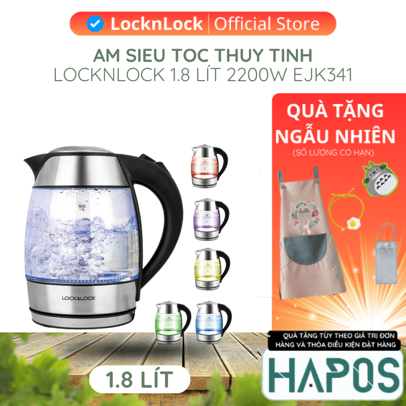 Ấm đun nước dùng điện bằng thủy tinh, thương hiệu LocknLock EJK341 1.8L - HAPOS OFFICIAL