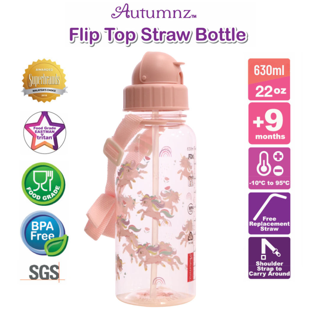 Original Autumnz Flip Top Straw Bottle Bottles 350ml (12oz) / 500ml (17oz) / 630ml / 630ml (22oz) Free Straw