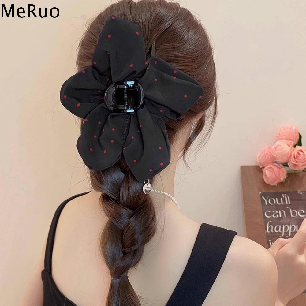 MERUO Điểm sóng Kẹp cua phóng đại Phong cách Hàn Quốc Satin Kẹp tóc hoa Thời trang Thanh lịch Kẹp cá mập Phụ nữ