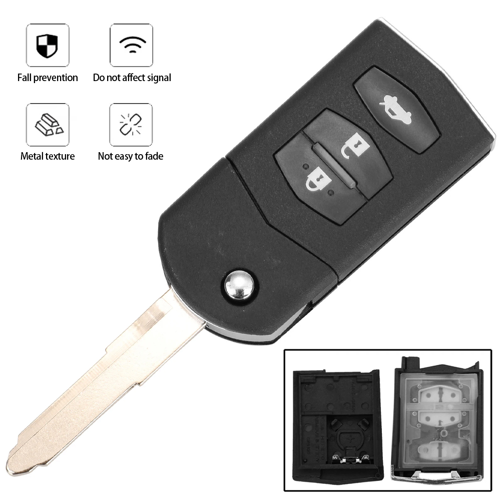 Racingcar 2/3 Button Car Remote Key Fob Shell Case Folding Flip For Mazda 2 3 5 6 CX-7 / CX-9 / MX-5 With Uncut Blade Replacement ราคา 129 บาท*ส่งฟรี