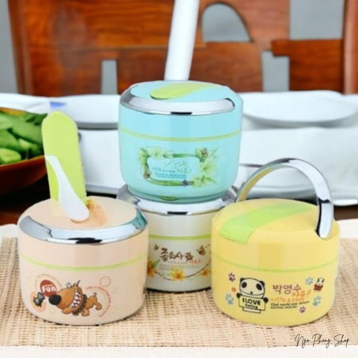 Gào mên giữ nhiệt inox QQ 1L5. Hộp đựng cơm inox cao cấp QQ 2 ngăn. Quai xách chắc chắn kèm muỗng.