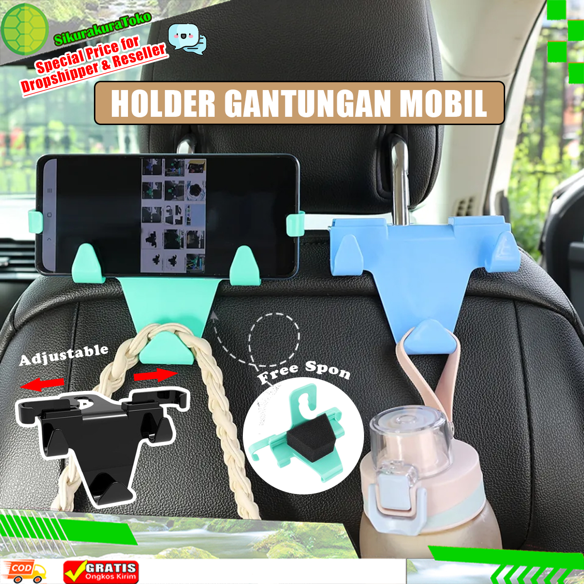 (SKR) Hook Holder Organizer Gantungan Mobil - Car Seat Headrest Hanger Jok Barang Hp Gantung Tas Harga 20,000 rupiah*Gratis Ongkir