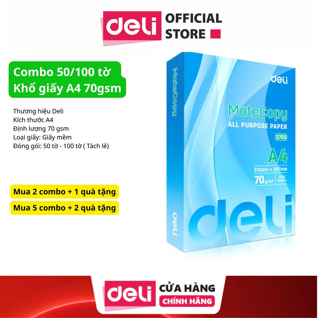 (Giấy mềm) Combo 50/100 tờ Giấy A4 Meta copy 70 gsm - Giấy Photo Copy Deli Chính Hãng Deli