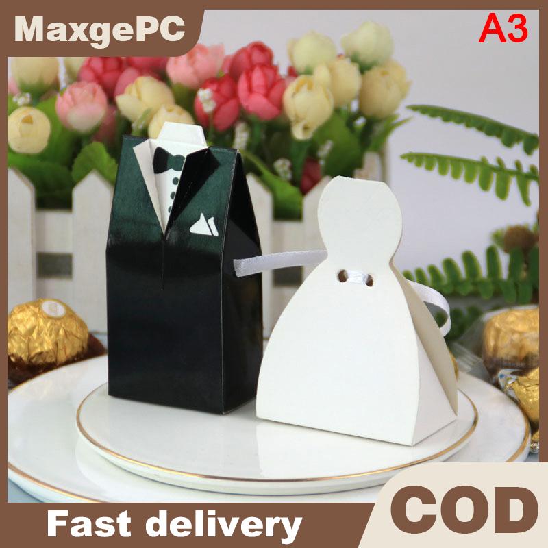 MaxgePC 20 cái lốc cô dâu và chú rể váy cưới kẹo Hộp quà tặng Túi tự làm trang trí đám cưới