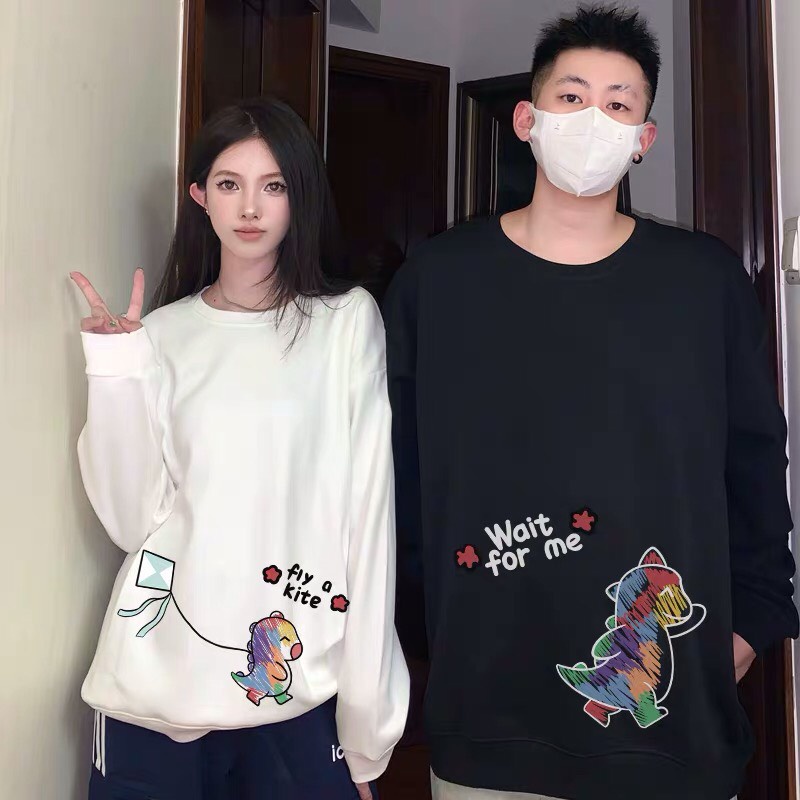 Áo đôi Áo Sweater wait for me, Áo nỉ from rộng tay phồng, thiết kế thời trang, mặc ấp áp không bị xù -  TEEN
