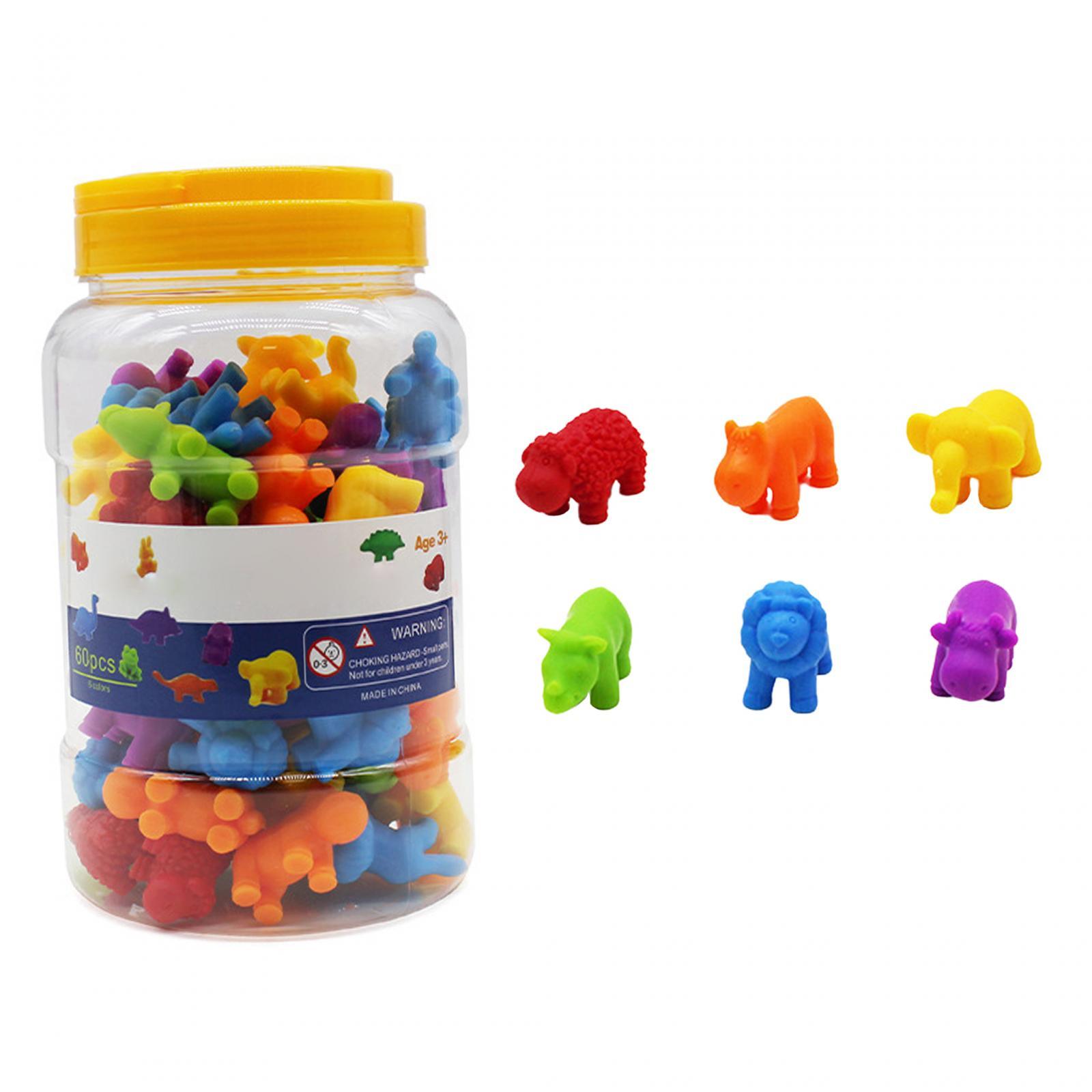 Baoblaze 60x Counting Animals Toys Math Rainbow Counting Animal for