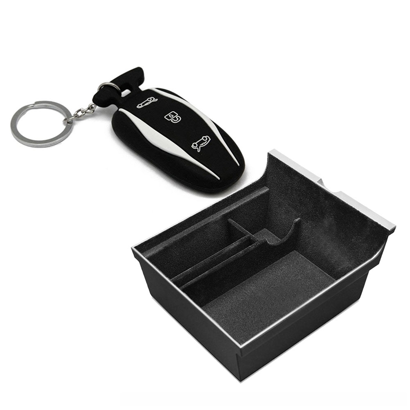 2อุปกรณ์เสริมรถยนต์: 1 Pcs กระเป๋ากุญแจกุญแจรีโมตชุด1 Pcs คอนโซลใส่ ABS สีดำวัสดุถาด