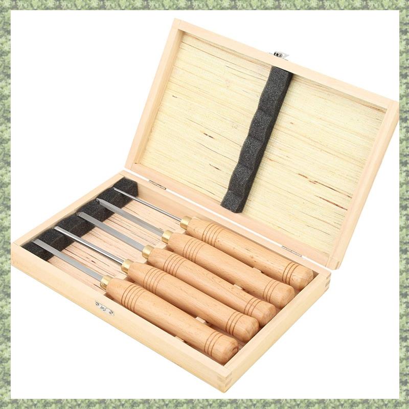 (BGIC) Woodworking Tools Lathe Set,Wood Turning Tools,Lathe Chisel Set 5 Piece Set for Hardwood Handles High-Speed Steel