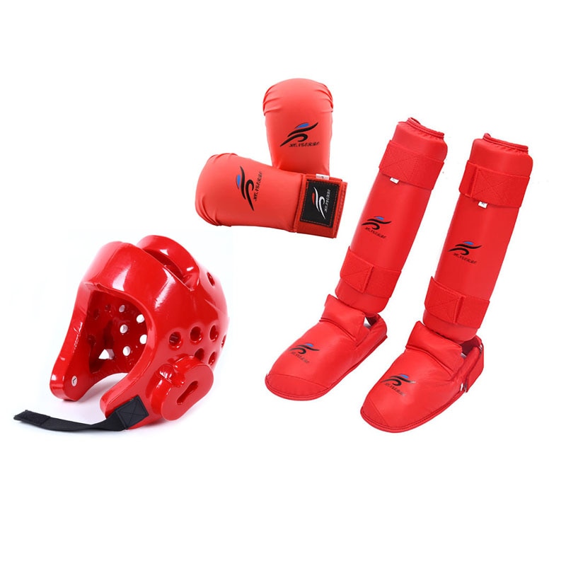 Taekwondo spar Gear Set mũ bảo hiểm Băng bảo vệ ống chân chân chân bảo vệ