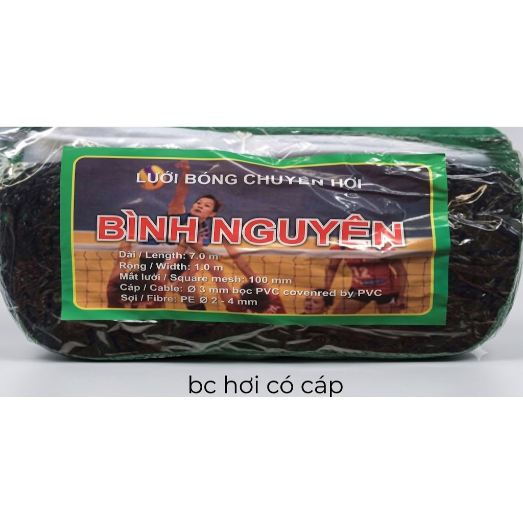 Lưới Bóng Chuyền Hơi Bình Nguyên Có Cáp Sắt Cao Cấp – Lưới Thi Đấu Bền Chắc, Kèm Dây Cáp Siết Căng