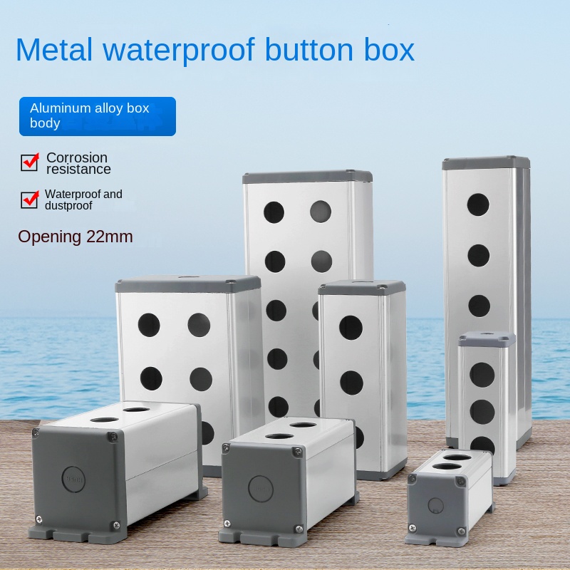 Hộp Nút Nhấn Kim Loại 45x45 Không Có Tai - 3 Vị Trí Lỗ | 45x45/65x65/75x75/75x120, 1-12 Lỗ, 22mm, IP66 Chống Nước, Nhôm Đúc, Công Nghiệp Cao Cấp
