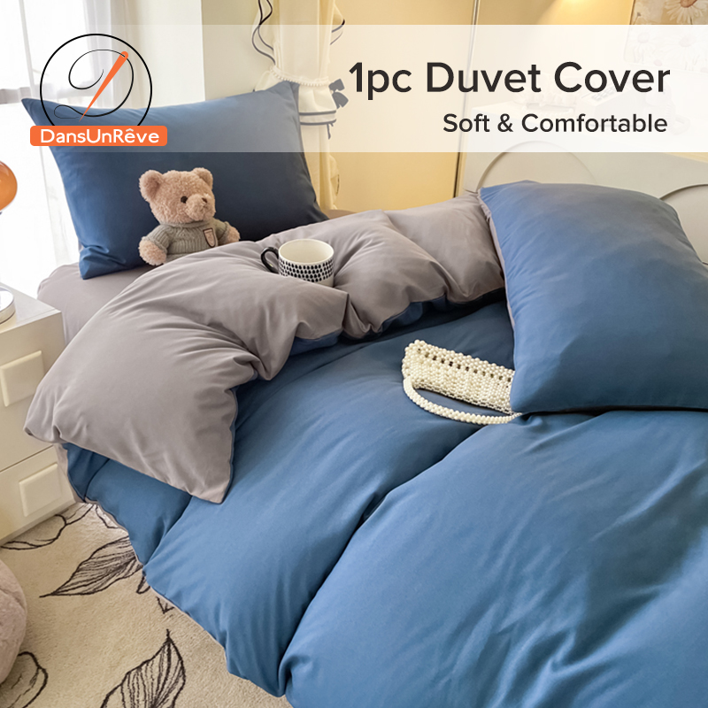 Dansunreve 1pc Quilt Cover Only Solid Design-pink/green Comforter Cover Washed Cotton Duvet Cover ราคา 345 บาท*ส่งฟรี