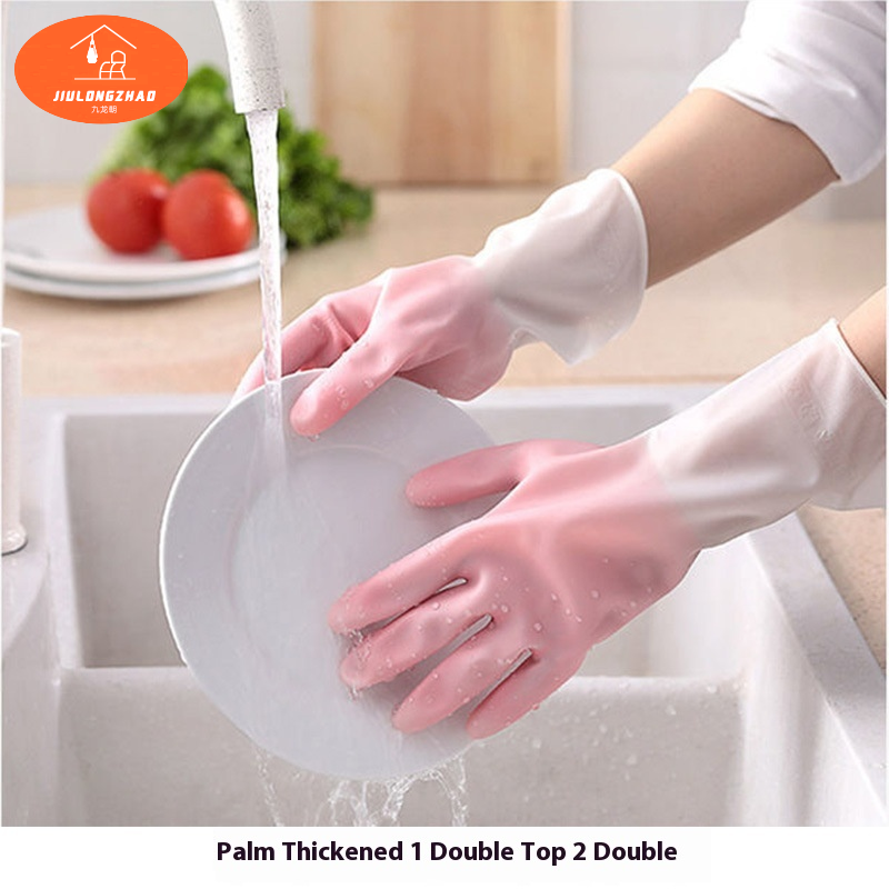 JLZ nhựa thép găng tay Găng tay rửa chén hai màu PVC housework găng tay
