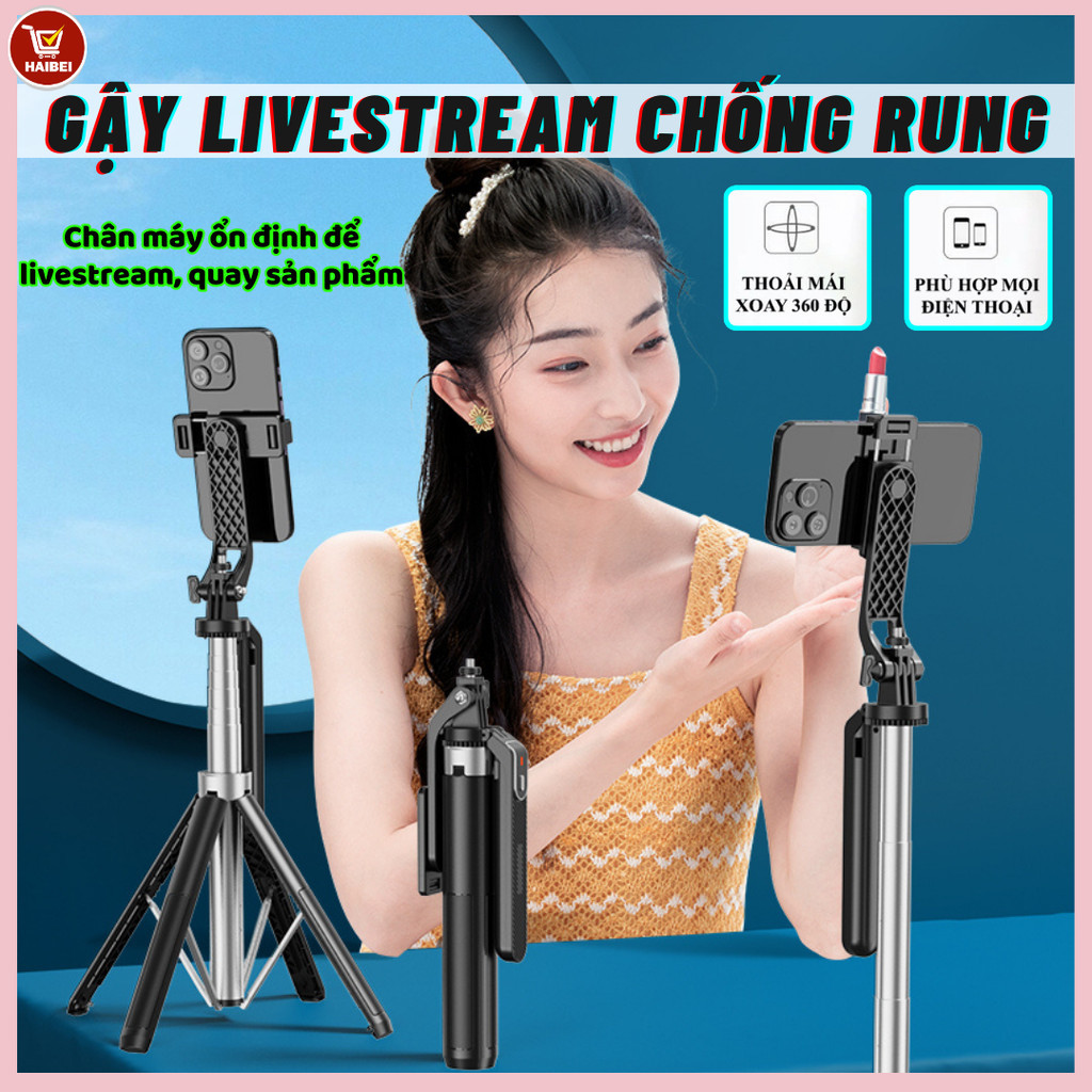  Gậy Chụp Ảnh 4 chân  có đèn Led trợ sáng thế hệ mới Gậy selfie chụp hình tự sướng nút bluetooth điều khiển từ xa 