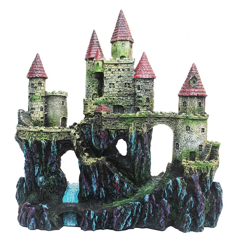 Aquarium Resin Castle Decoration Shrimp Hideouts Stone Cave Hide House