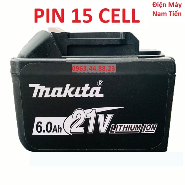 Pin Máy Khoan 21V 6000mah,Loại 15 Cell Pin,Xả 30A,Chân Makita, pin máy mài pin