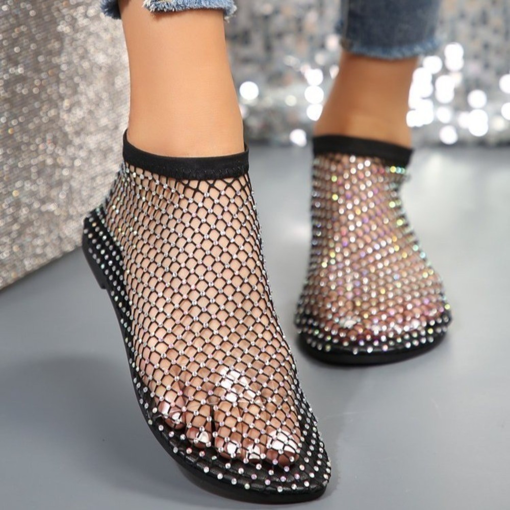 ILOIQD Ngày lễ Dép sandal đính đá rhinestone Chống nước Không trượt Giày boot cổ thấp  Thời trang Giày bệt Dép lưới bên bờ biển Cô gái - 5