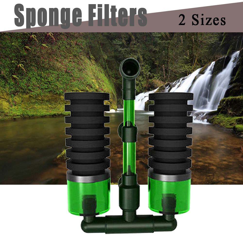 LILILIO Air Pump Clean Fish Tank Equipment Submersible Double Head for Fresh/Salt Water Aquarium Sponge Filters Filtration Foam Filter