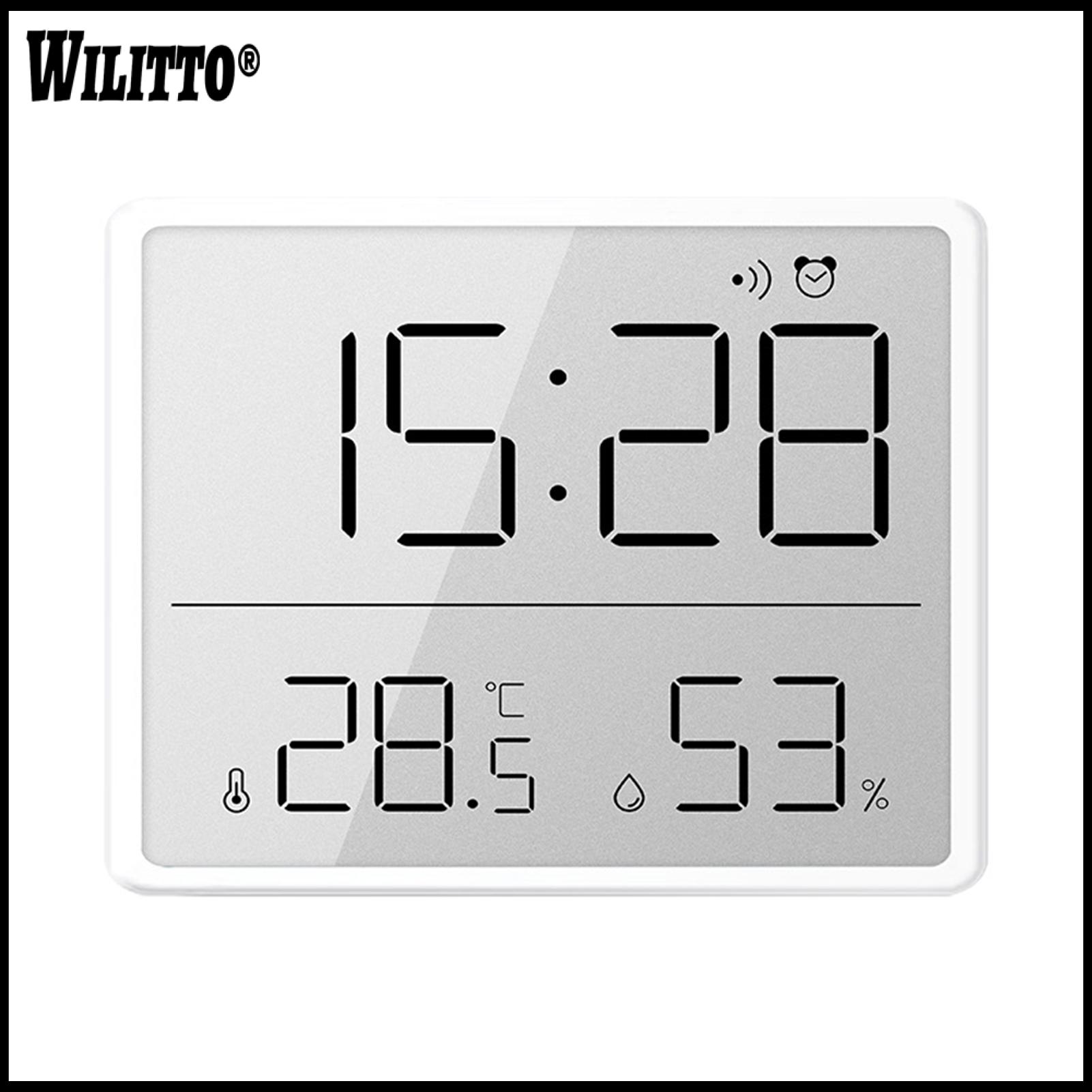 Electronic Clock Temperature And Humidity Large Screen Multifunctional 12/24H LCD Time Display Portable Electronic Date And Day Alarm Clock Household Accessory Digital Clock 12/24H ราคา 241 บาท*ส่งฟรี