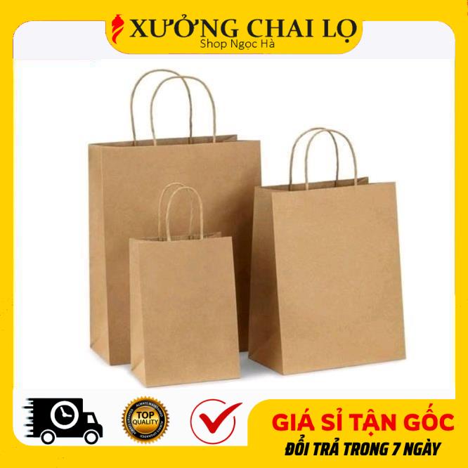 Túi giấy kraft có quai dạng đứng, túi giấy xi măng đựng quà tặng, thực phẩm