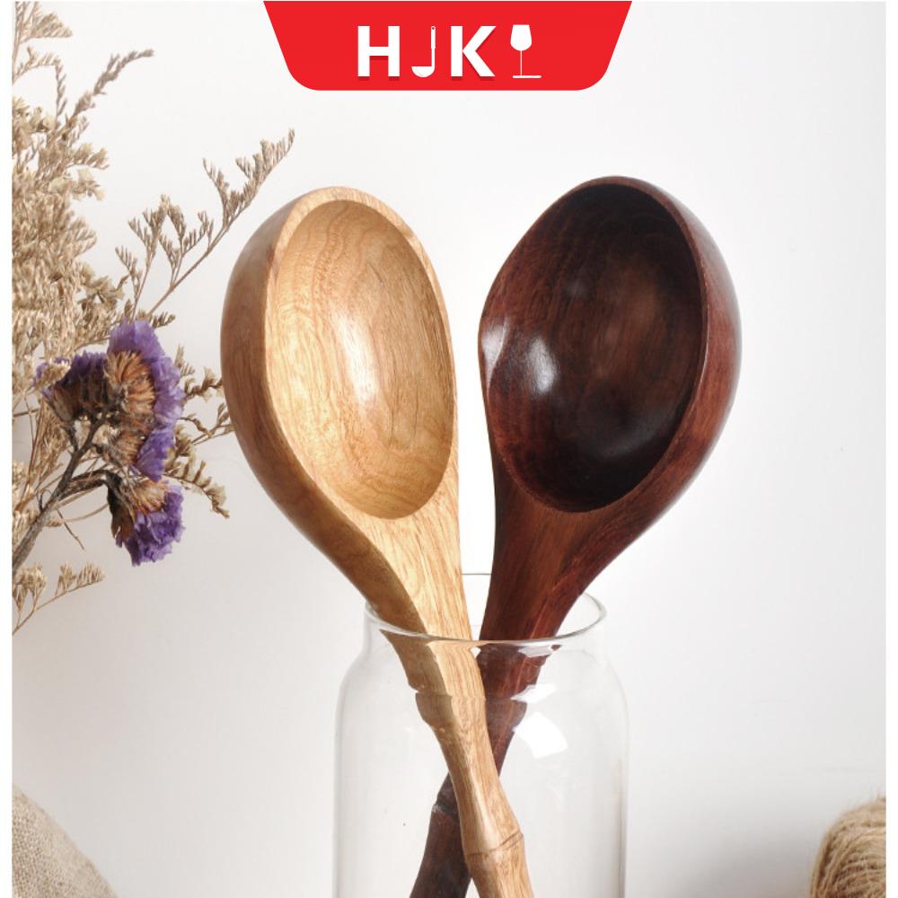 HJKL Lớn Bằng gỗ Với khớp tre Tay cầm dài Véc ni Nhà bếp Muỗng Súp Dành cho cháo MUỖNG CƠM Muỗng nước